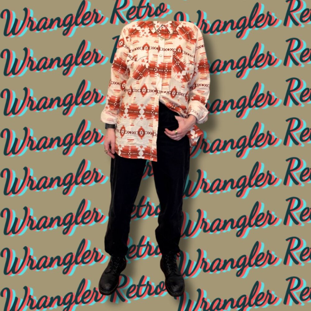 Wrangler Retro | Unisex Western Style Print Button Up | Size XL